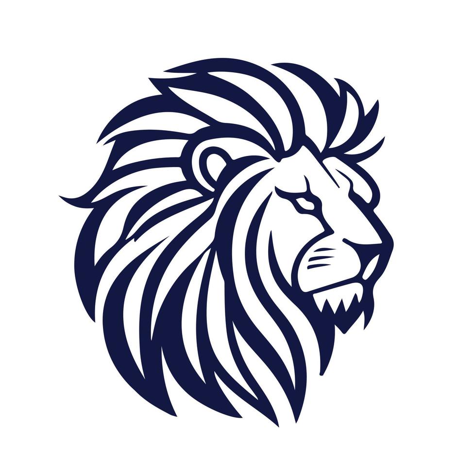 lejon huvud ansikte logotyp silhuett svart ikon tatuering maskot hand dragen lejon kung silhuett djur- vektor illustration