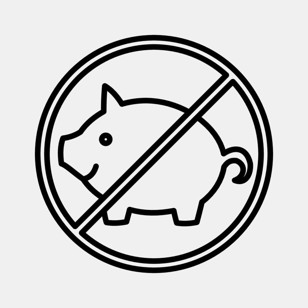 Symbol Nein Schwein, verboten Lebensmittel. islamisch Elemente von Ramadan, eid al fitr, eid al Adha. Symbole im Linie Stil. gut zum Drucke, Poster, Logo, Dekoration, Gruß Karte, usw. vektor