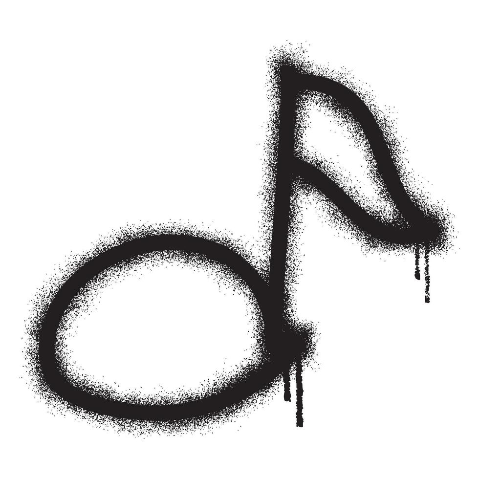 Graffiti Hinweis Musik- Symbol mit schwarz sprühen malen. Vektor Illustration.