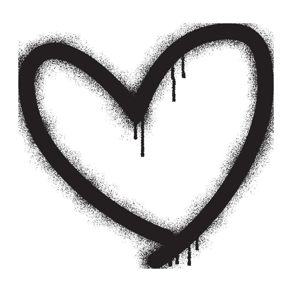 graffiti hjärta ikon med svart spray måla vektor