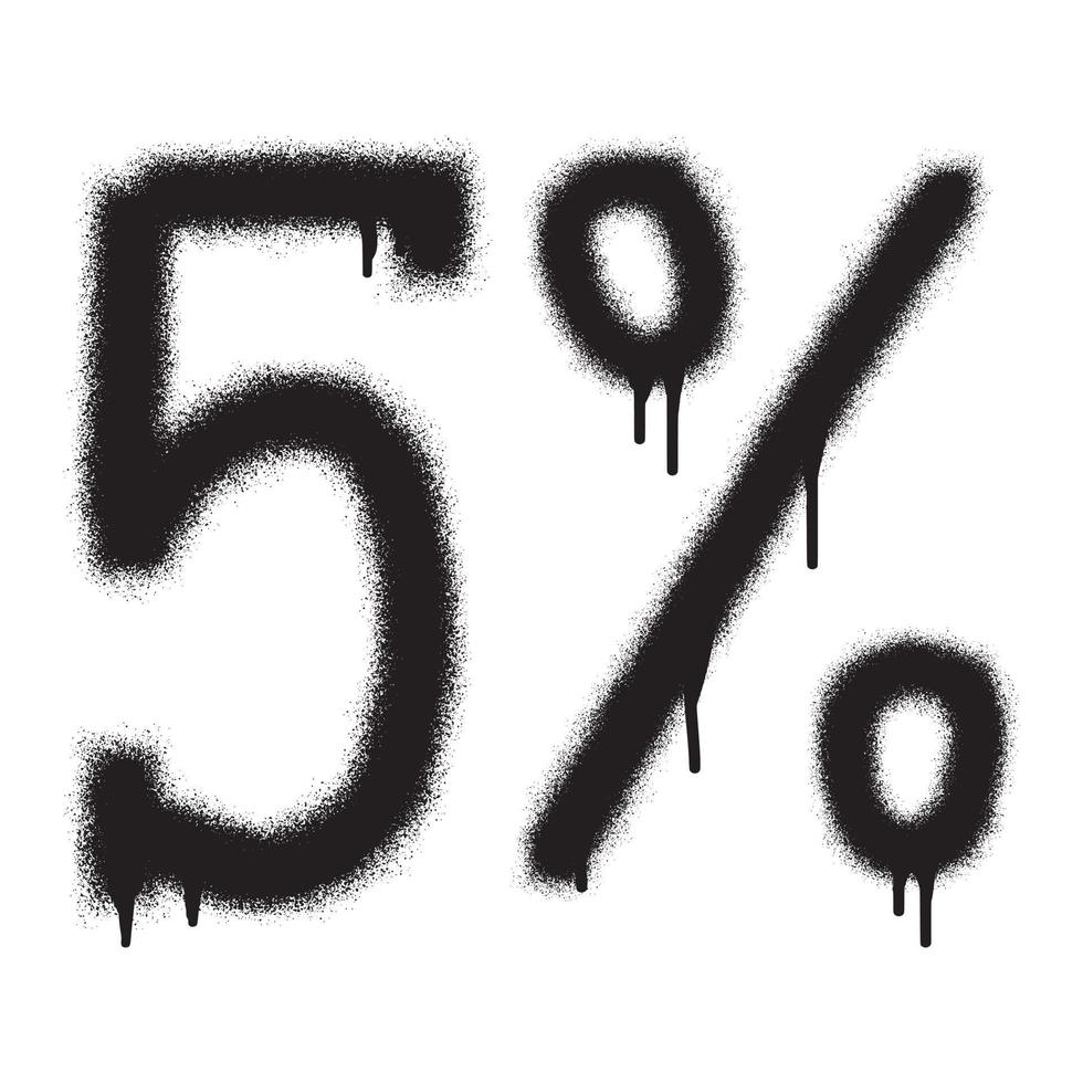 5 Prozent mit schwarz sprühen malen. Vektor Illustration.