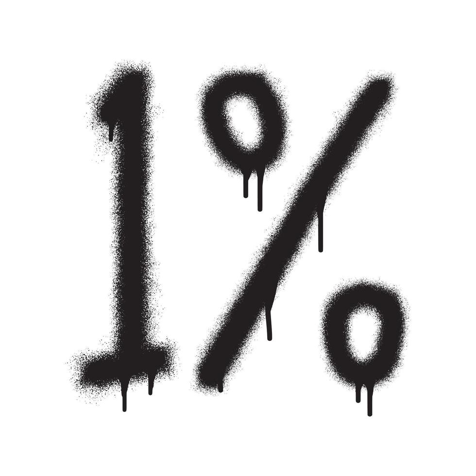 1 procent med svart spray måla. vektor illustration.