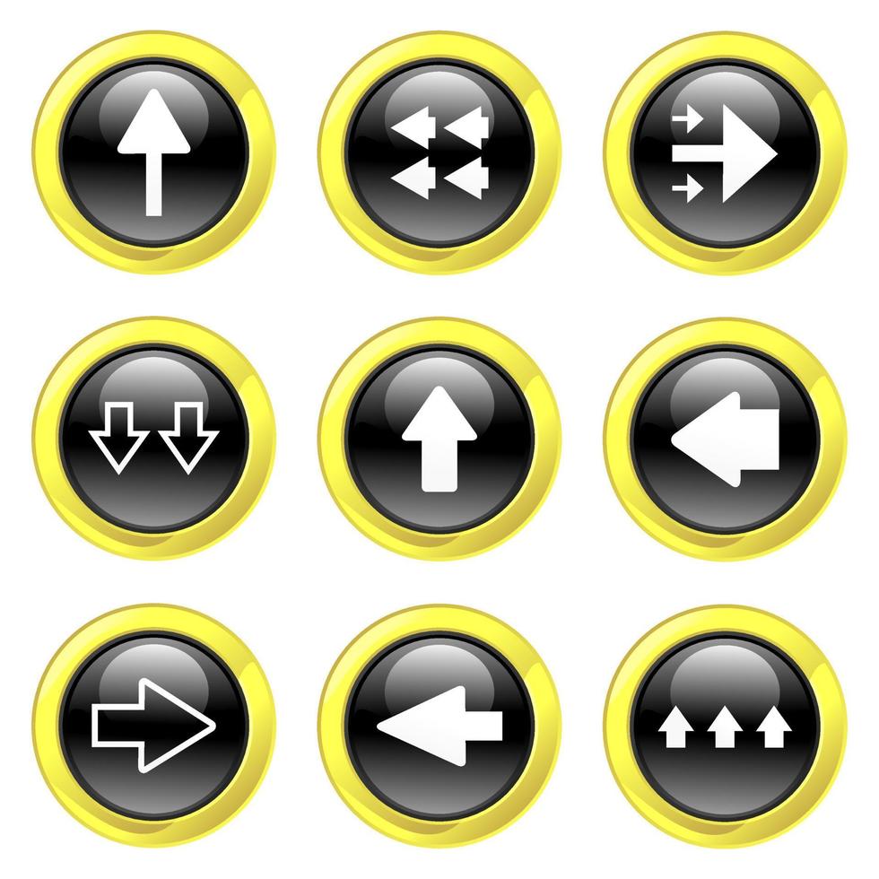glasig schwarz und Gold Pfeil Tasten vektor