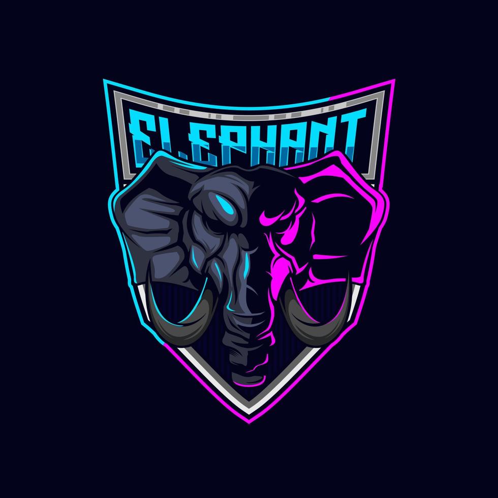 elefant maskot gaming logotyp. elefant huvud e-sport logotyp vektor maskot mall