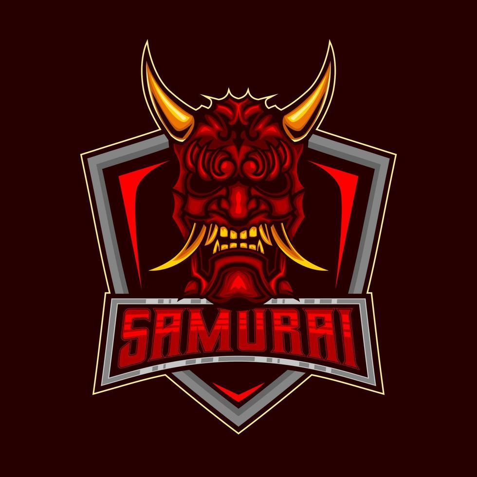 Samurai E-Sport Maskottchen Logo. wütend Ronin Maske von Samurai Krieger Logo Helm Vektor Illustration