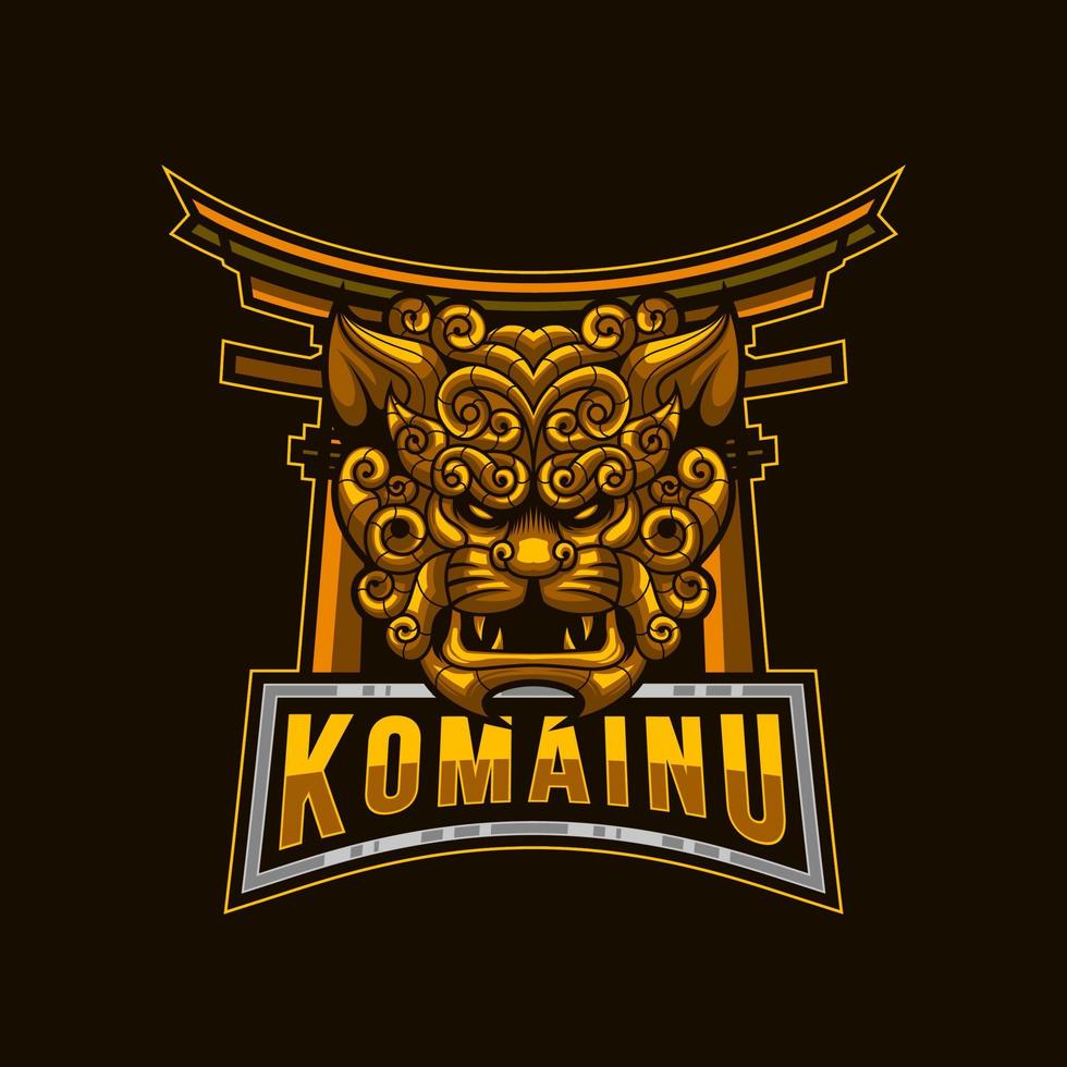 komainu lejon logotyp. komainu lejon maskot logotyp design med modern illustration begrepp stil för bricka. arg kapten pirat illustration för sport och esport team. vektor