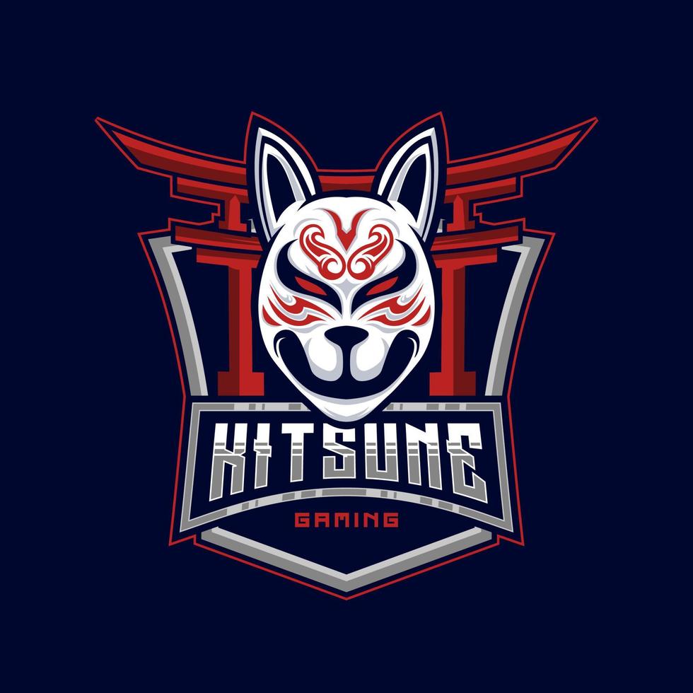Kitsune Logo. Kitsune E-Sport Logo Design Vektor japanisch Wolf Vektor Illustration