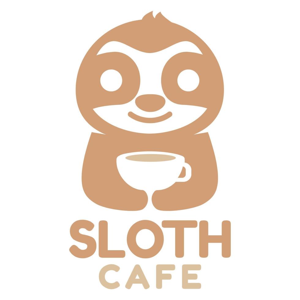 modern Maskottchen eben Design einfach minimalistisch süß Faultier Cafe Logo Symbol Design Vorlage Vektor mit modern Illustration Konzept Stil zum Cafe, Kaffee Geschäft, Restaurant, Abzeichen, Emblem und Etikette