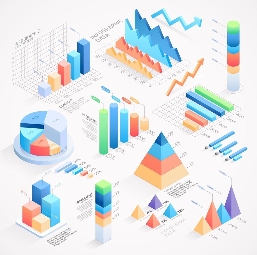 infographics isometriska element vektorillustrationer. vektor