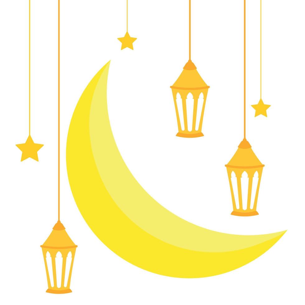 Ramadan Laterne und Mond Karikatur islamisch Illustration Dekoration Element vektor