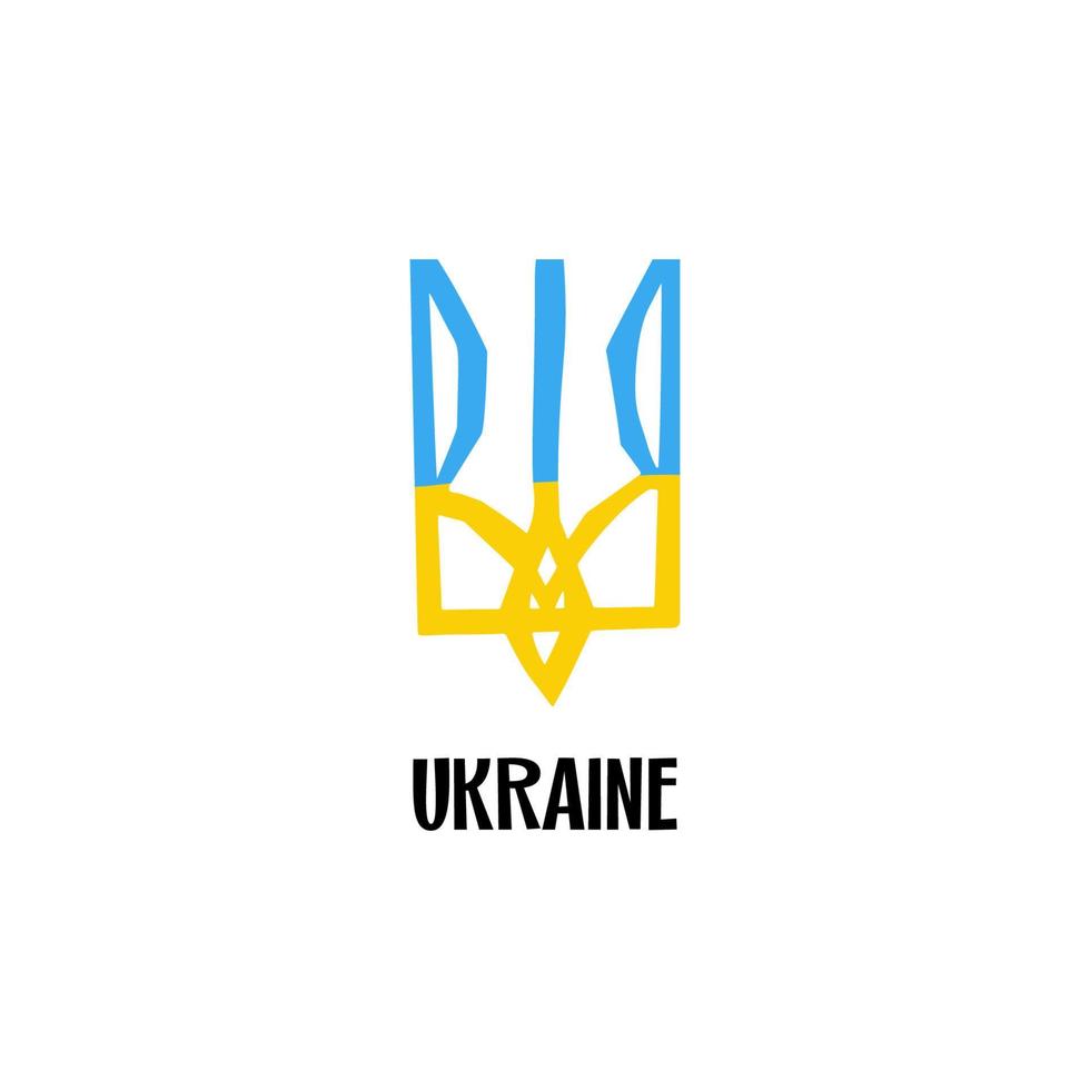 ukrainisch Mantel von Waffen Blau und Gelb im Schnitt Stil isoliert vektor