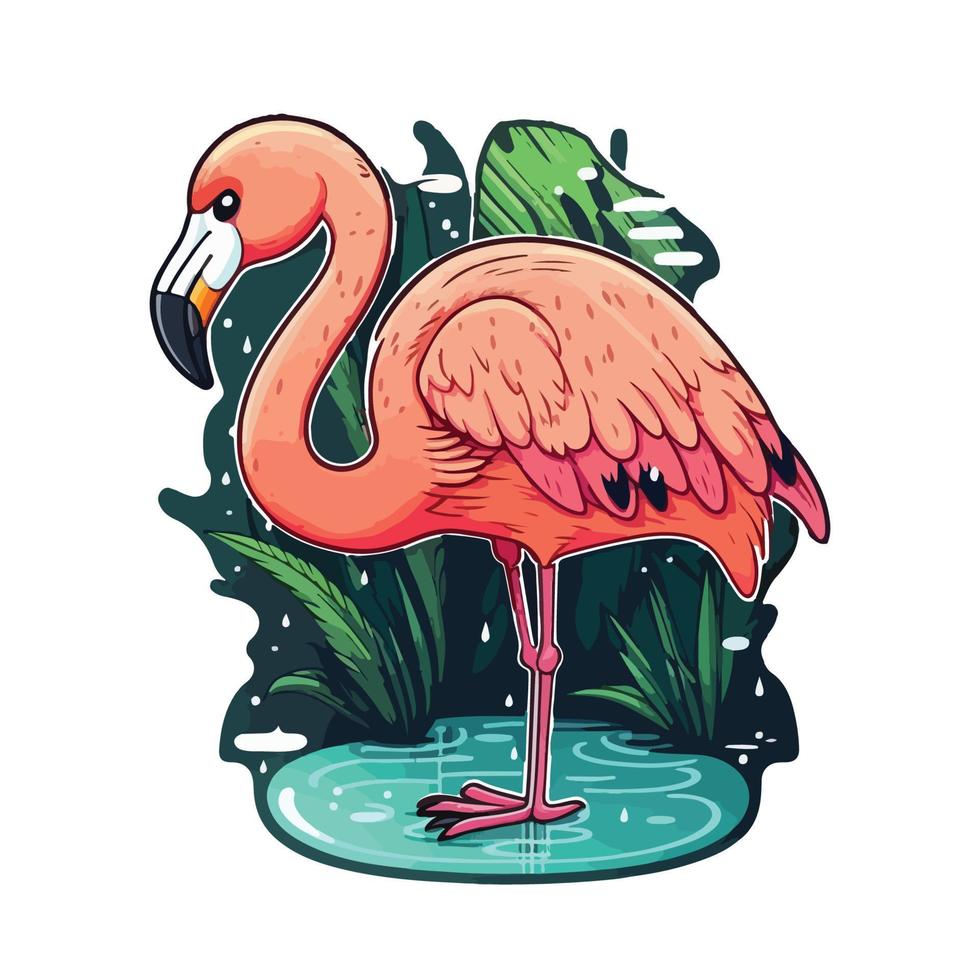 söt flamingo tecknad serie stil vektor