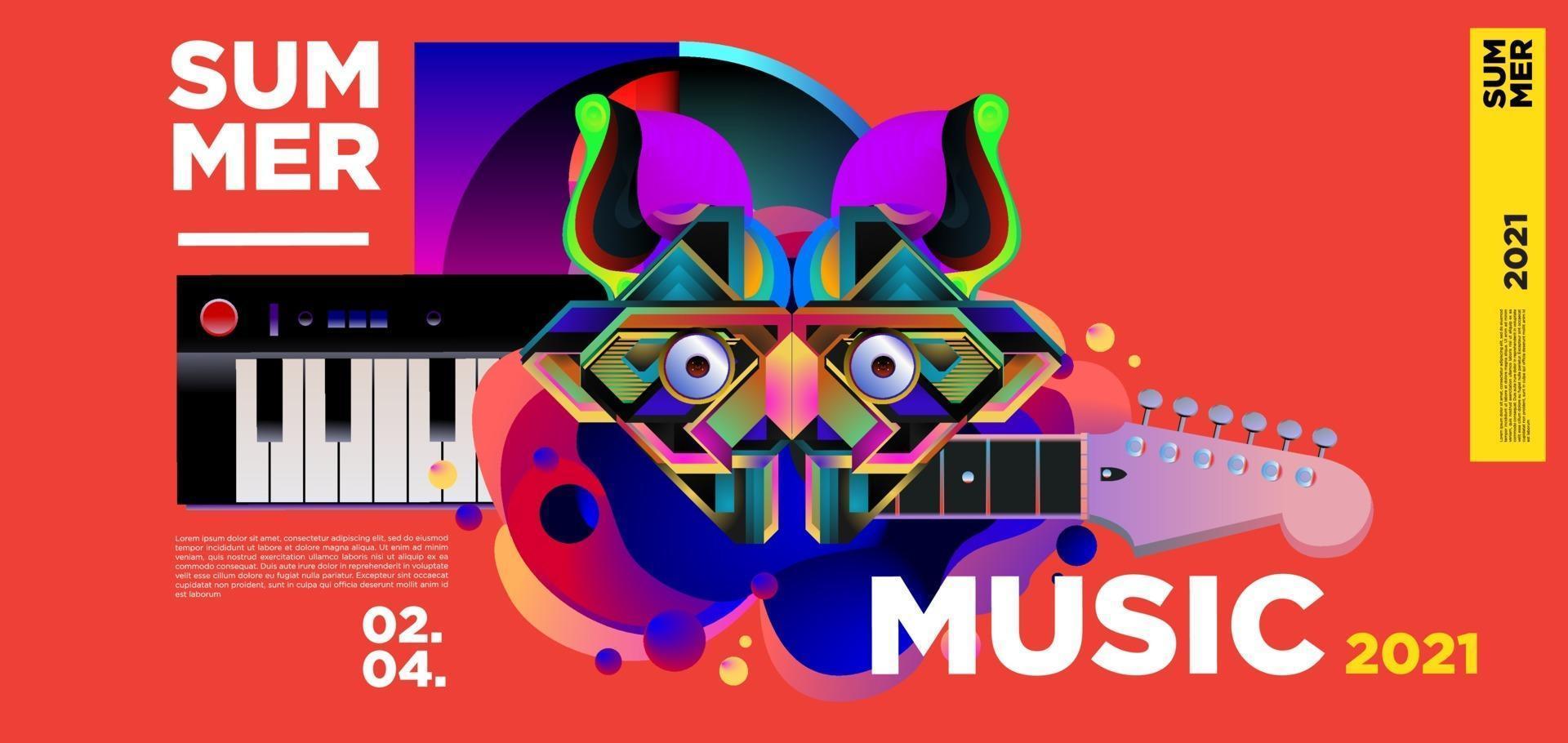 Sommer Musik Tag Festival Banner vektor