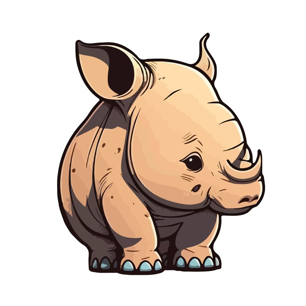 söt noshörning tecknad serie stil vektor