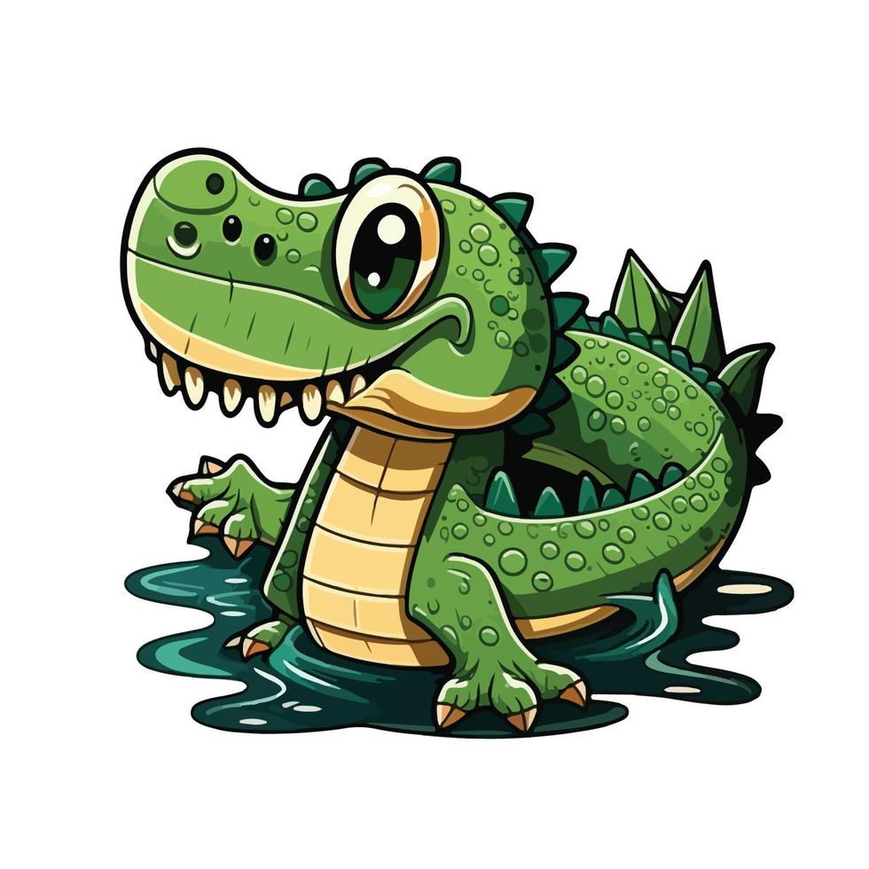 söt krokodil tecknad serie stil vektor