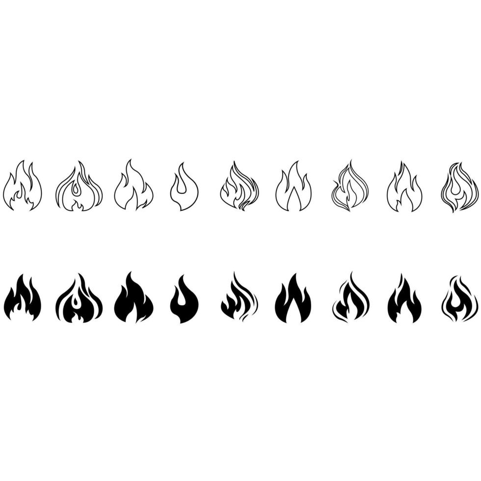 brand ikon vektor uppsättning. flamma illustration tecken samling. varm symbol. bränna logotyp.