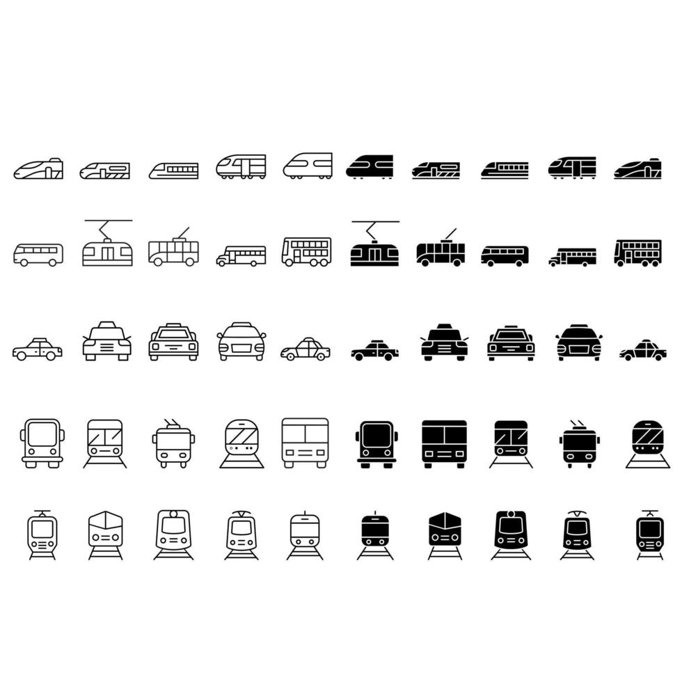 offentlig transport ikon vektor uppsättning. resa illustration tecken samling. resa symbol eller logotyp.