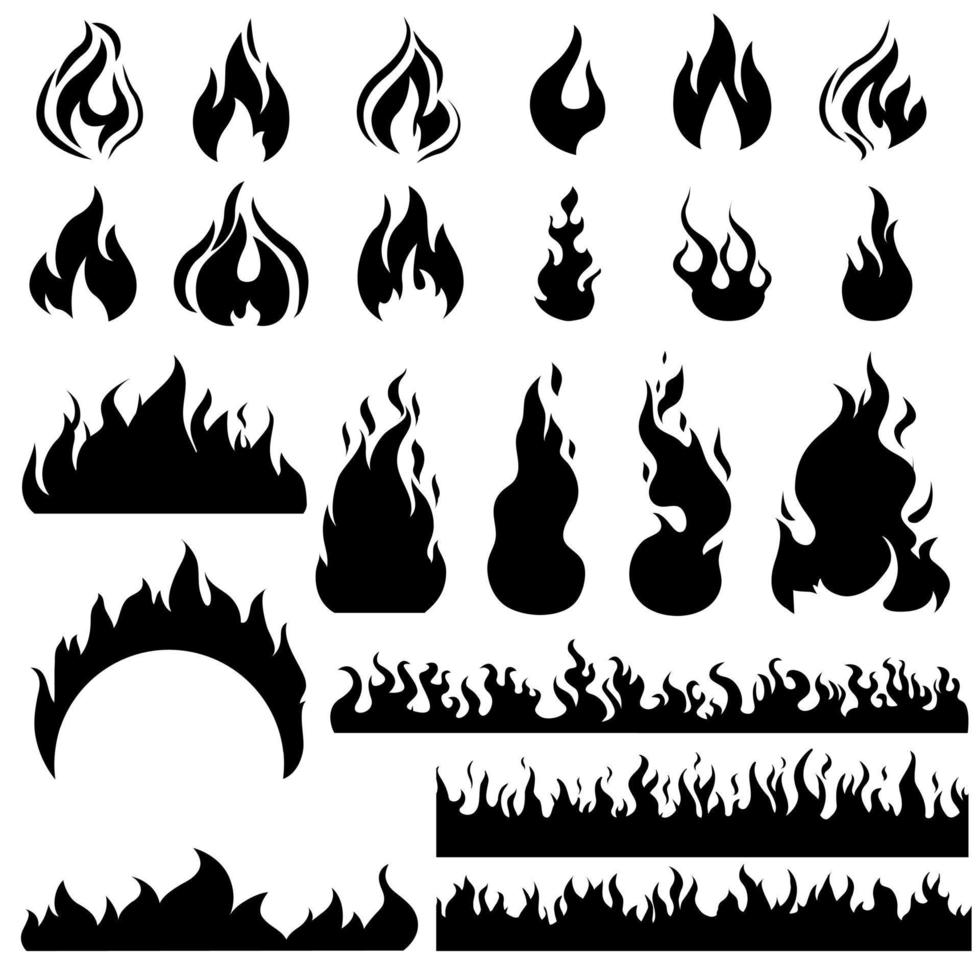 Feuer Symbol Vektor Satz. Flamme Illustration Zeichen Sammlung. Feuerwehrleute Symbol oder Logo.