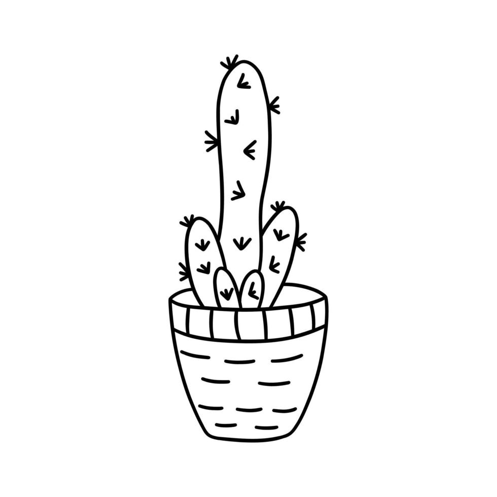 Kaktus im ein Topf. Vektor Gekritzel Pflanze Kontur