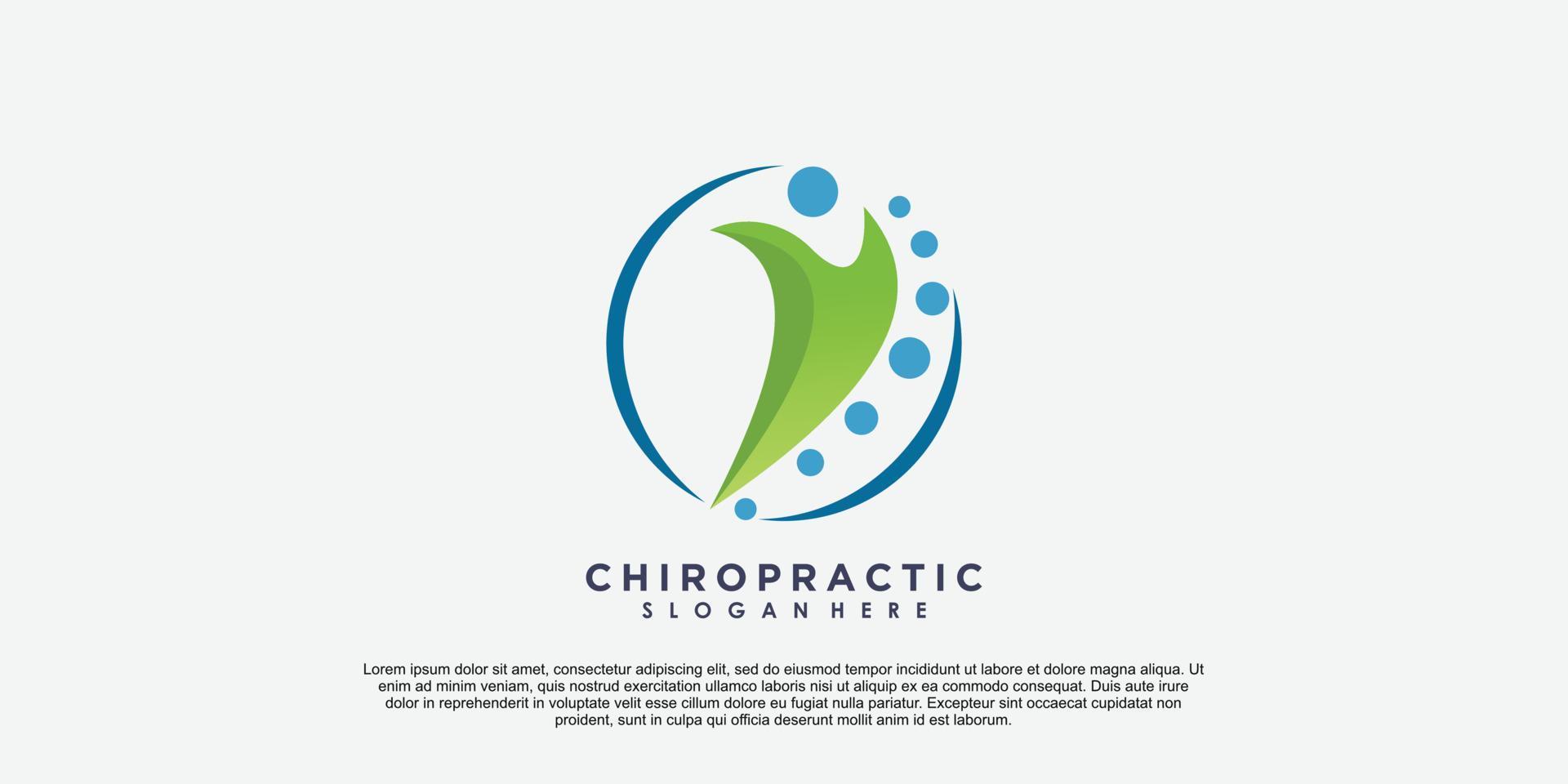 kiropraktik logotyp design med kreativ begrepp vektor