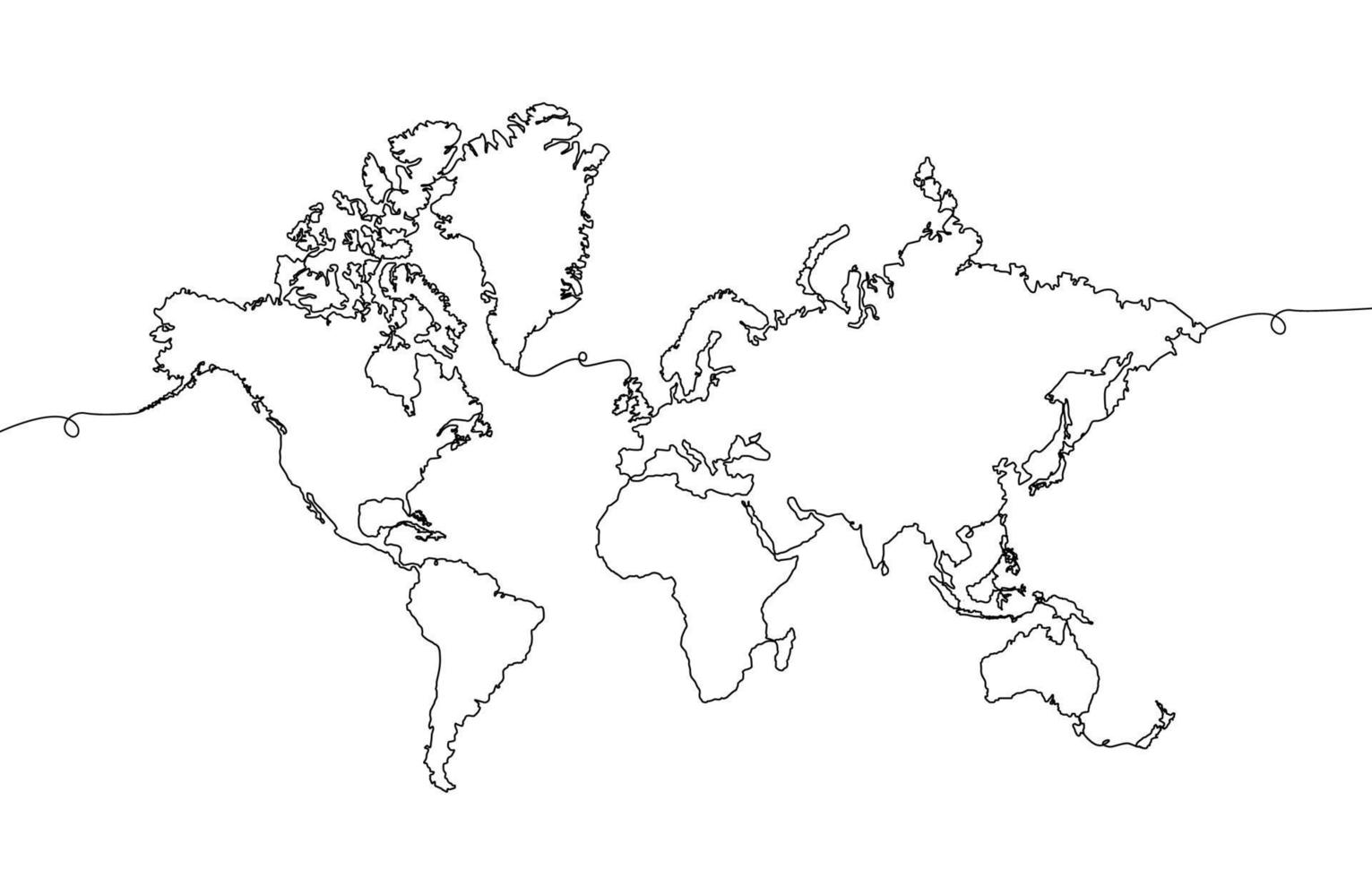 ett stroke värld Karta vektor