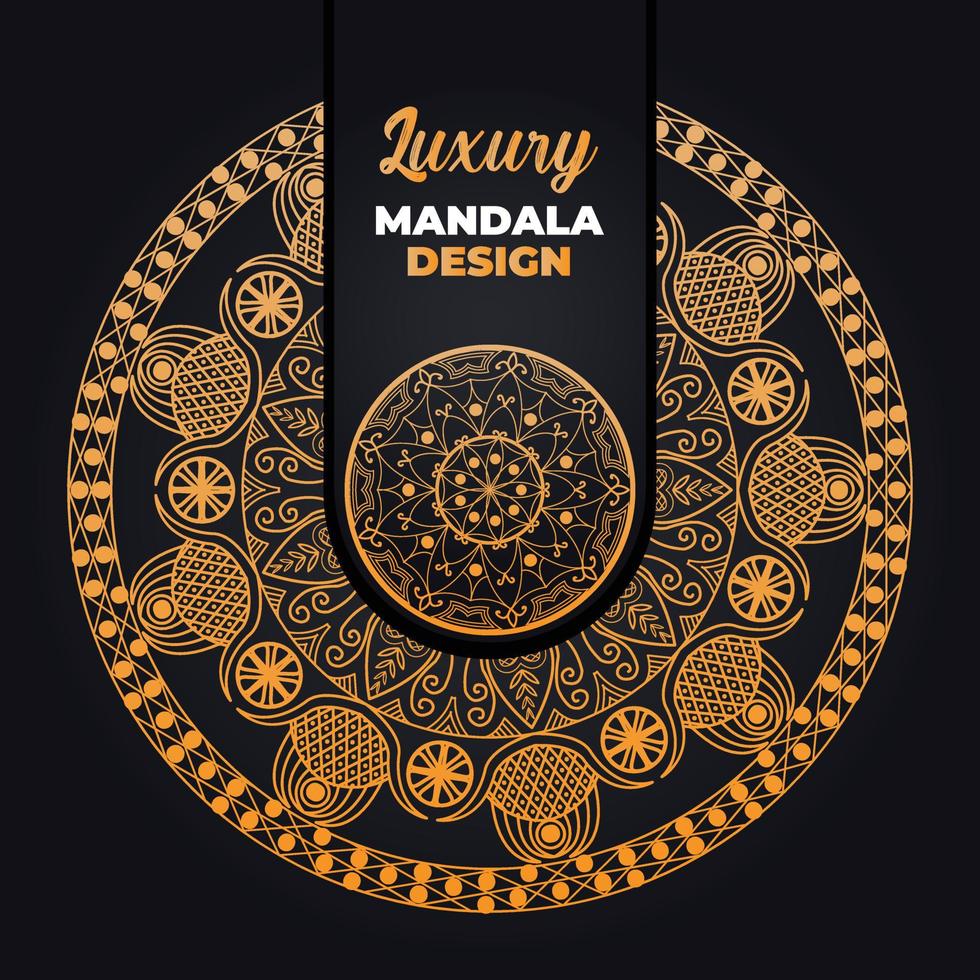 Luxus Zier Mandala Design Hintergrund im Gold Farbe. Ramadan Stil dekorativ Mandala. Arabisch islamisch Mandala zum drucken, Poster, Abdeckung, Flyer, Banner. indisch, königlich, Türkisch, Yoga vektor