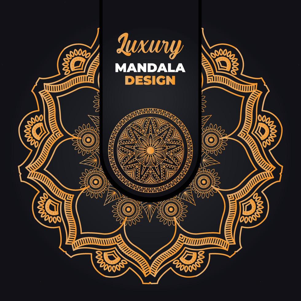 lyx dekorativ mandala design bakgrund i guld Färg. ramadan stil dekorativ mandala. arabicum islamic mandala för skriva ut, affisch, omslag, flygblad, baner. indian, kunglig, turkiska, yoga vektor