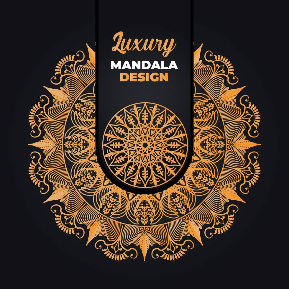 Luxus Zier Mandala Design Hintergrund im Gold Farbe. Ramadan Stil dekorativ Mandala. Arabisch islamisch Mandala zum drucken, Poster, Abdeckung, Flyer, Banner. indisch, königlich, Türkisch, Yoga vektor