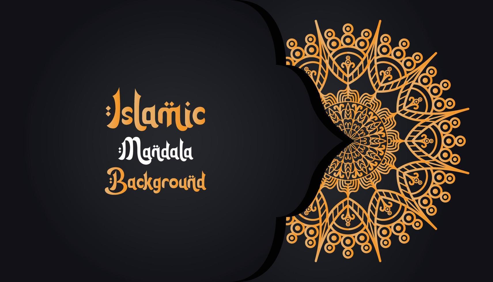 mandala, islamisch Hintergrund, Luxus Design. ein schwarz Hintergrund mit ein Gold Muster Das sagt islamisch Mandala Hintergrund ' vektor