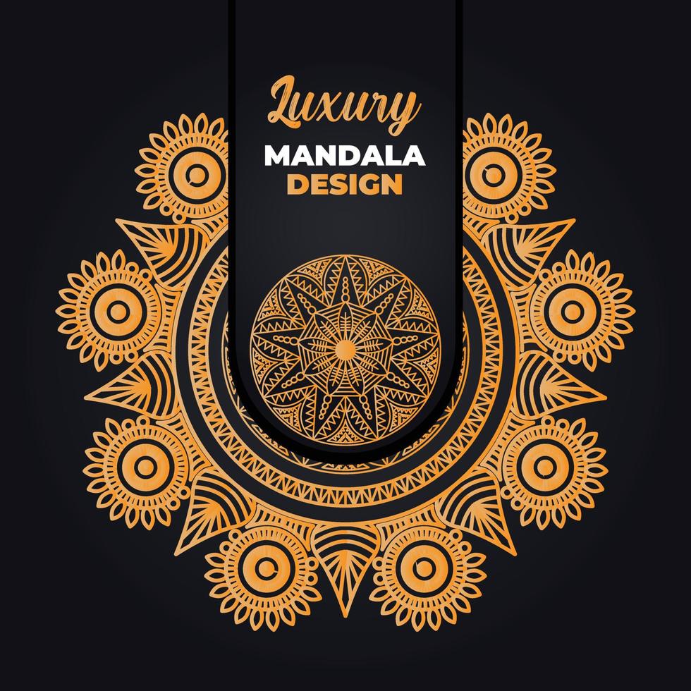 Luxus Zier Mandala Design Hintergrund im Gold Farbe. Ramadan Stil dekorativ Mandala. Arabisch islamisch Mandala zum drucken, Poster, Abdeckung, Flyer, Banner. indisch, königlich, Türkisch, Yoga vektor