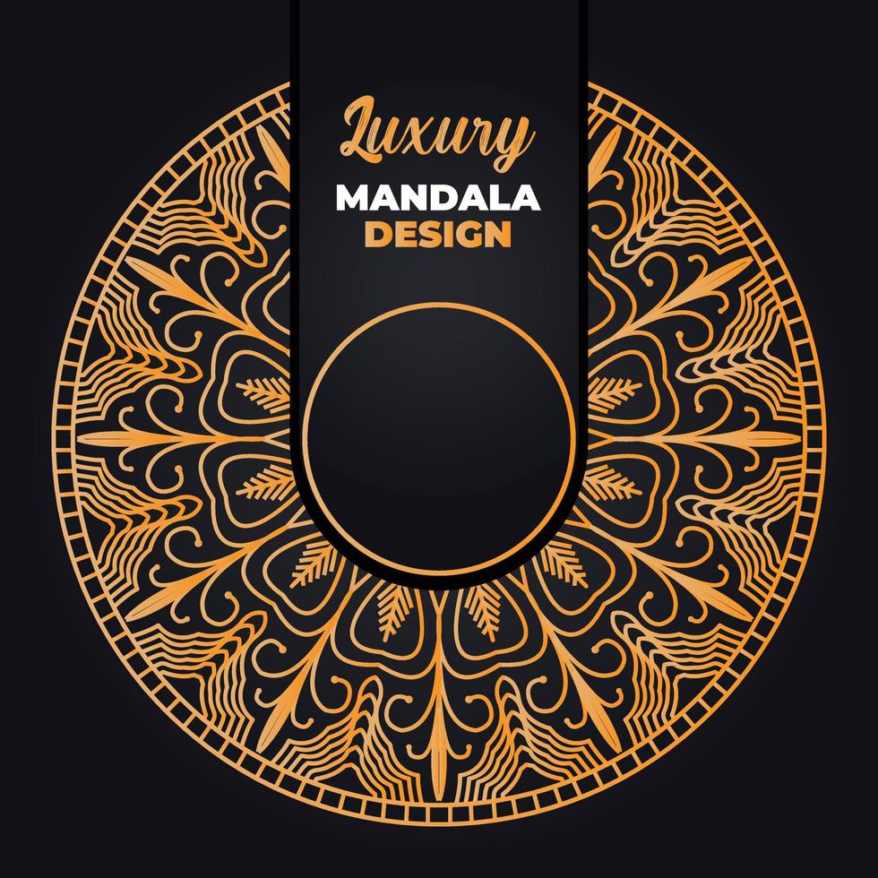 Luxus Zier Mandala Design Hintergrund im Gold Farbe. Ramadan Stil dekorativ Mandala. Arabisch islamisch Mandala zum drucken, Poster, Abdeckung, Flyer, Banner. indisch, königlich, Türkisch, Yoga vektor