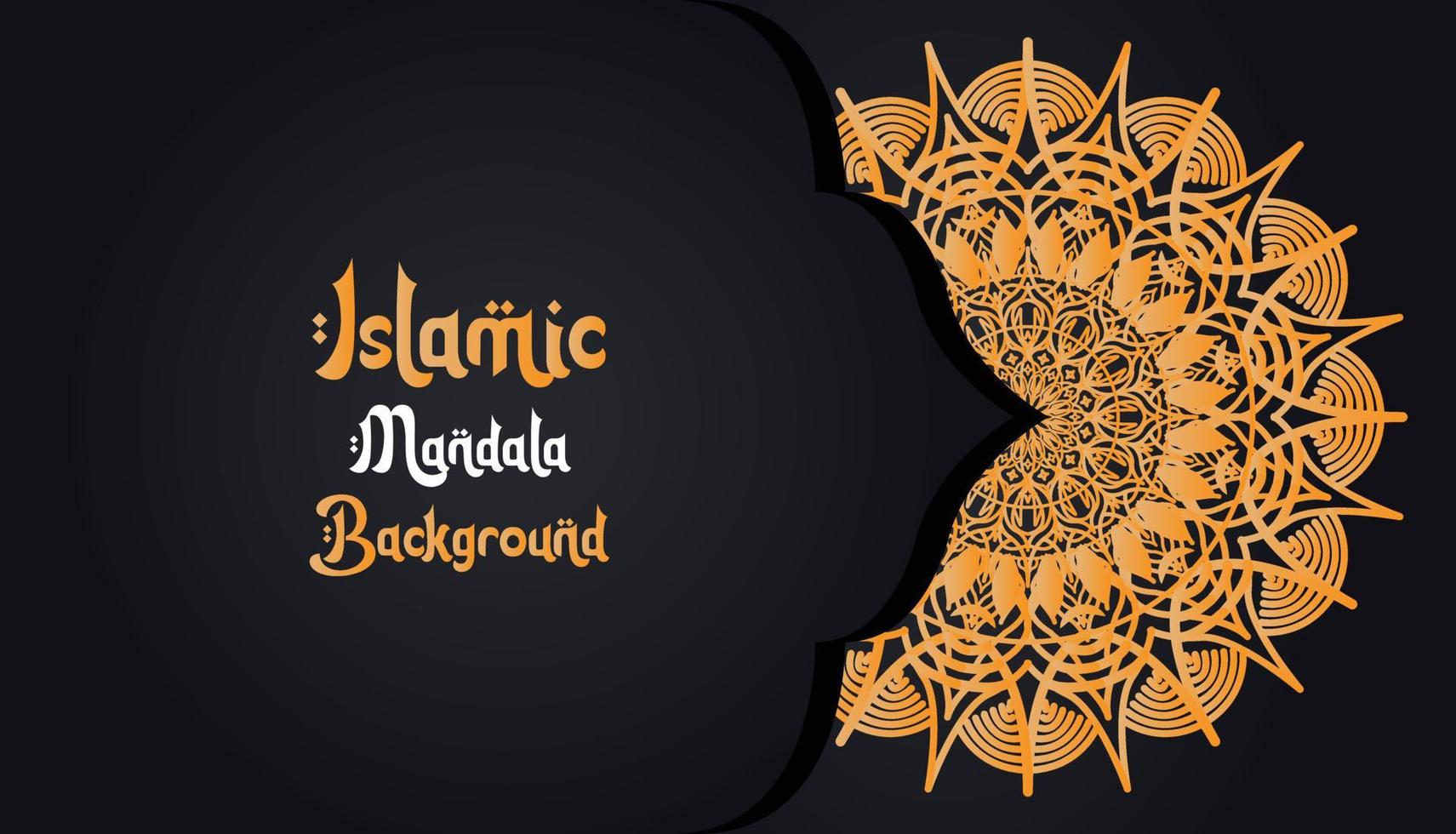 mandala, islamic bakgrund, lyx design. en svart bakgrund med en guld mönster den där säger islamic mandala bakgrund '' vektor