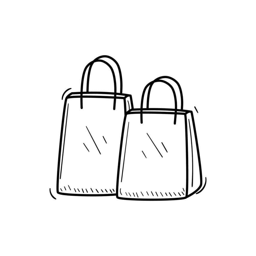 Einkaufen Tasche Vektor Illustration im Hand gezeichnet Stil isoliert auf Weiß Hintergrund