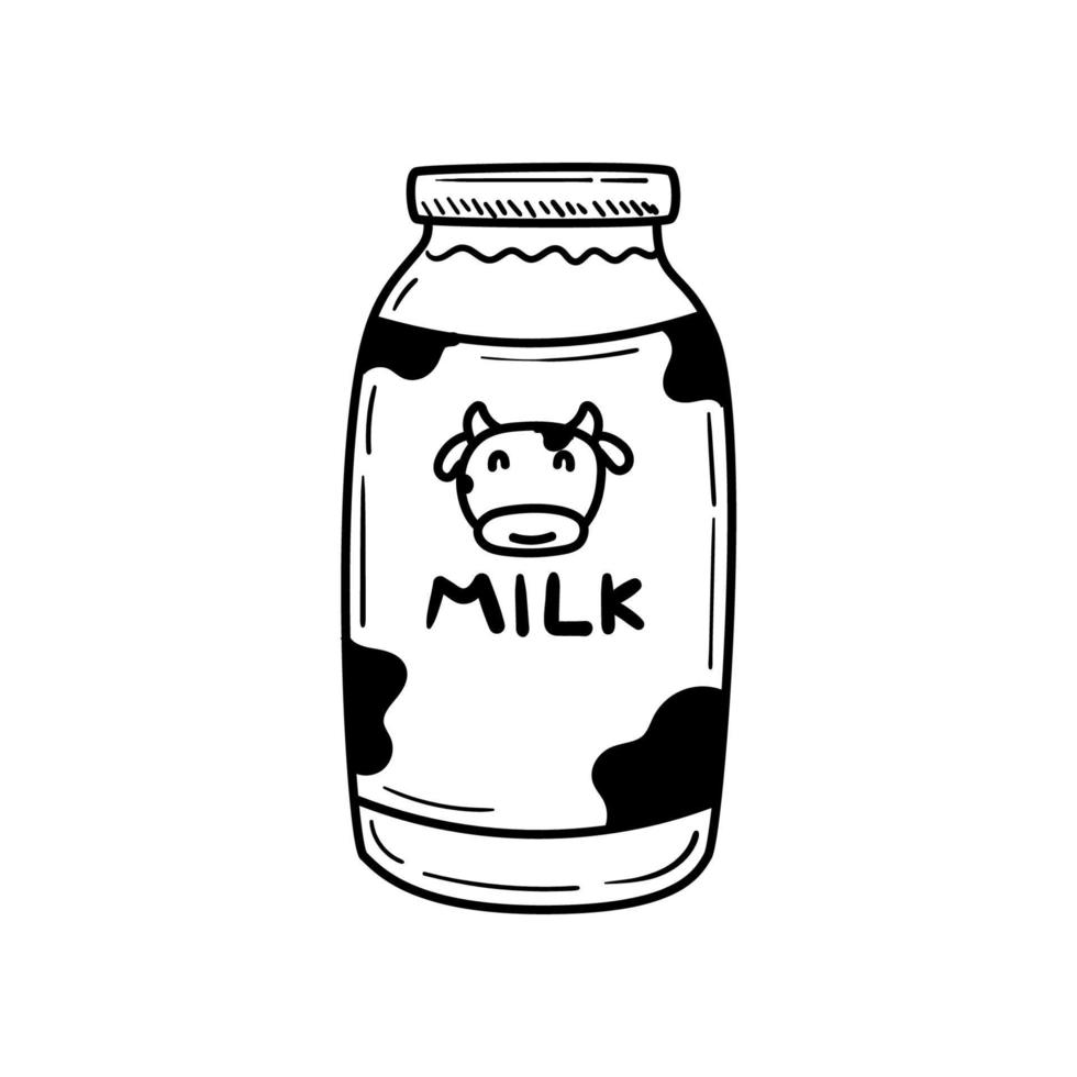 Flasche von Milch Vektor Illustration im süß Hand gezeichnet Stil