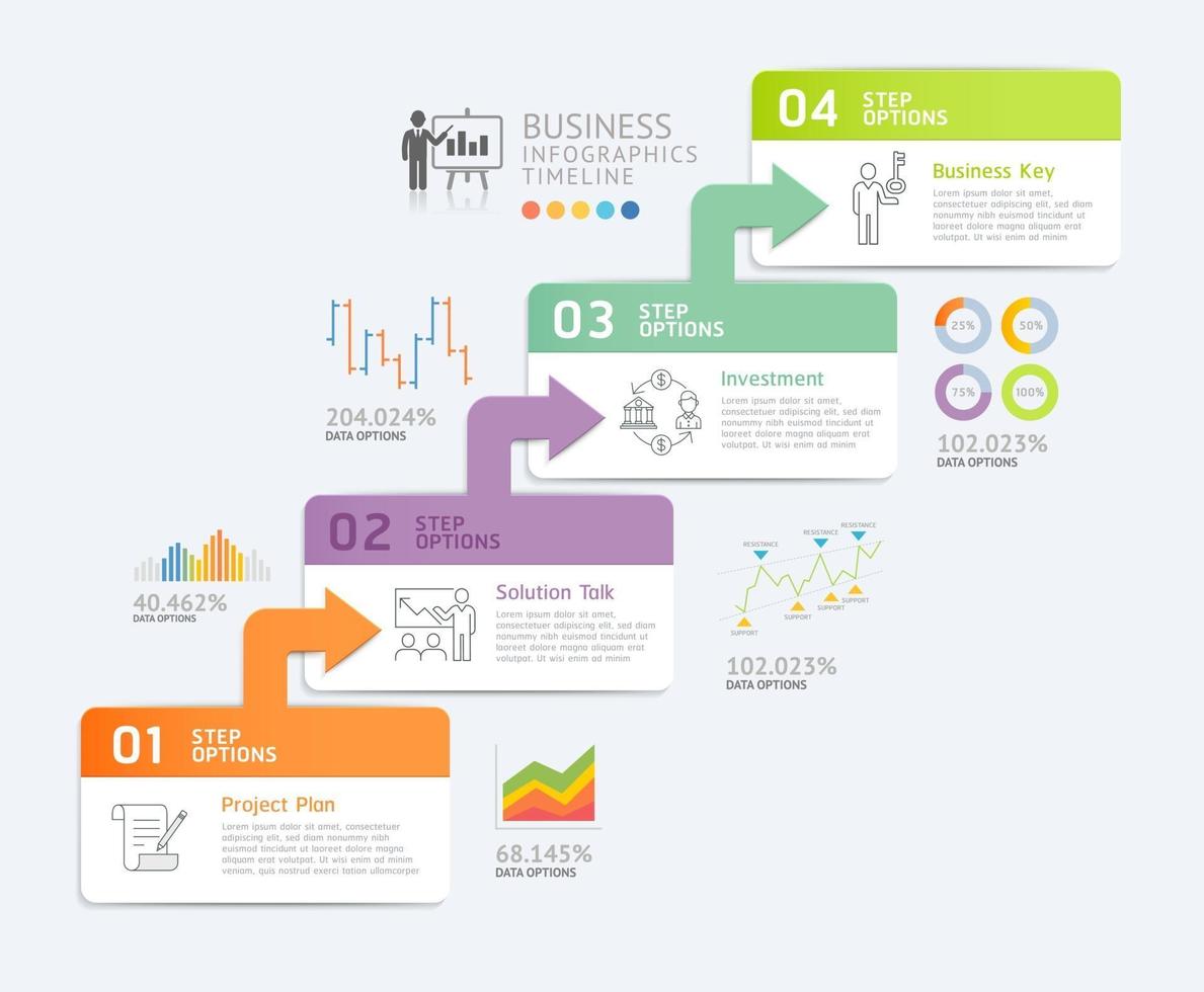 Design-Vorlage für Geschäftsinfografiken. Vektorillustration. kann für Workflow-Layout, Diagramm, Webdesigns verwendet werden. vektor