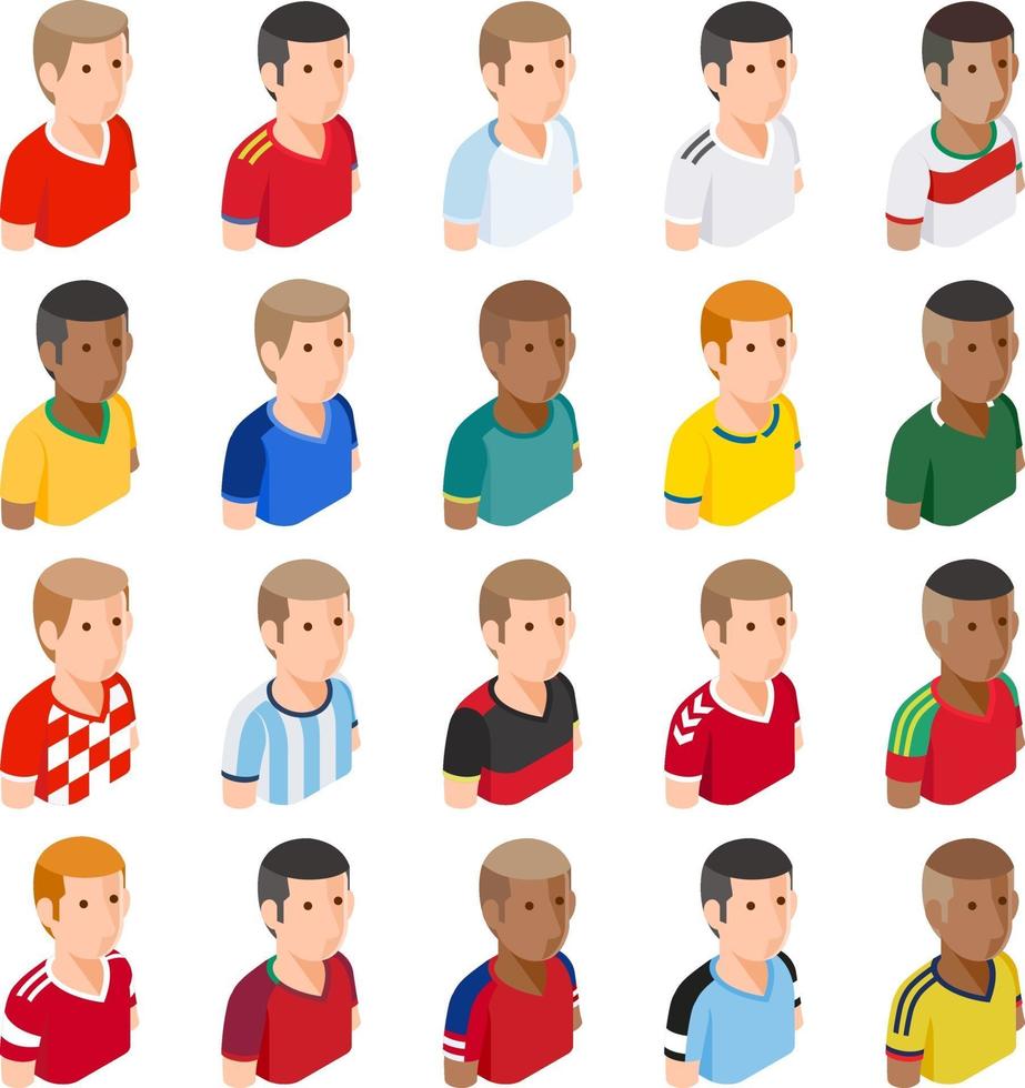 Fußball Fußballspieler Avatar Icons. Vektorabbildungen. vektor