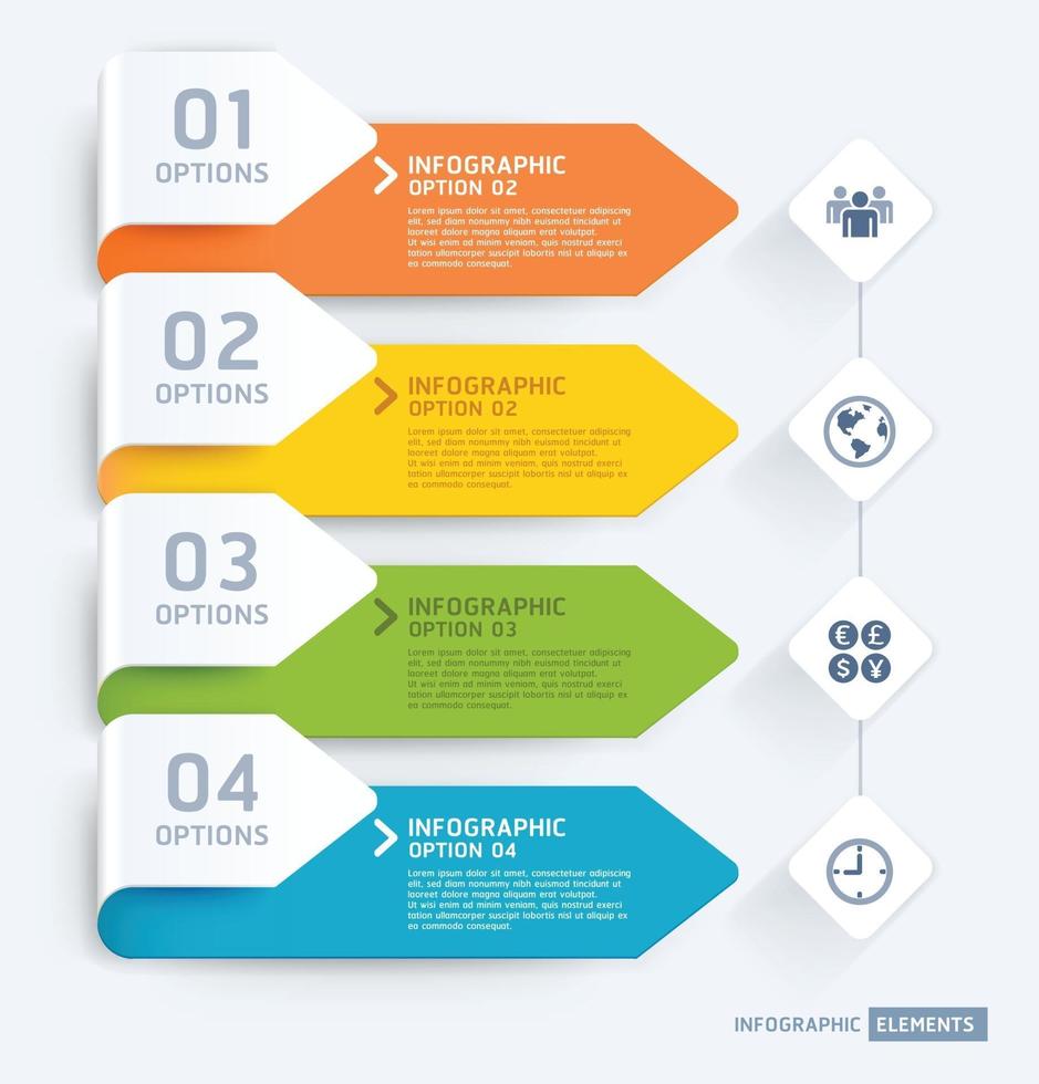 Vorlage für Business-Infografik-Elemente. Vektorabbildungen. Kann für Workflow-Layout, Banner, Diagramm, Nummernoptionen, Webdesign und Timeline-Vorlage verwendet werden. vektor