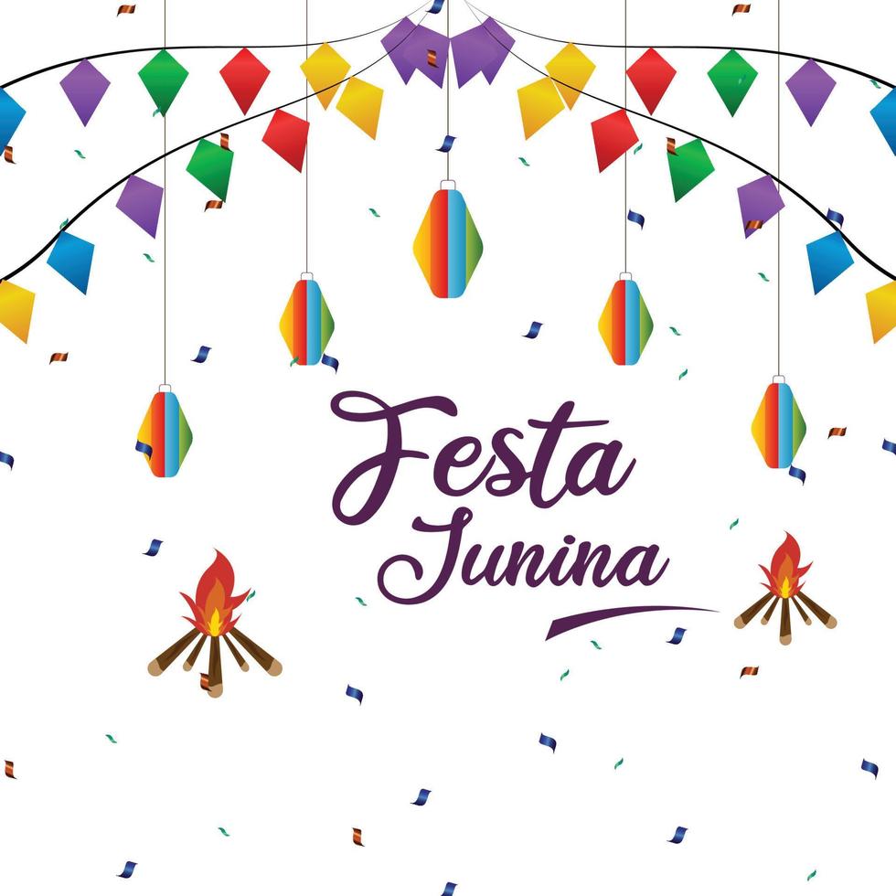 festa junina Karte, traditionell Brasilien Juni Festival vektor