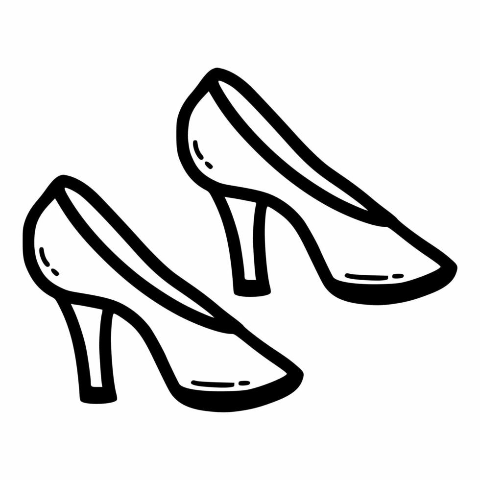 kvinnors skor. vektor klotter illustration. skiss. Skodon.