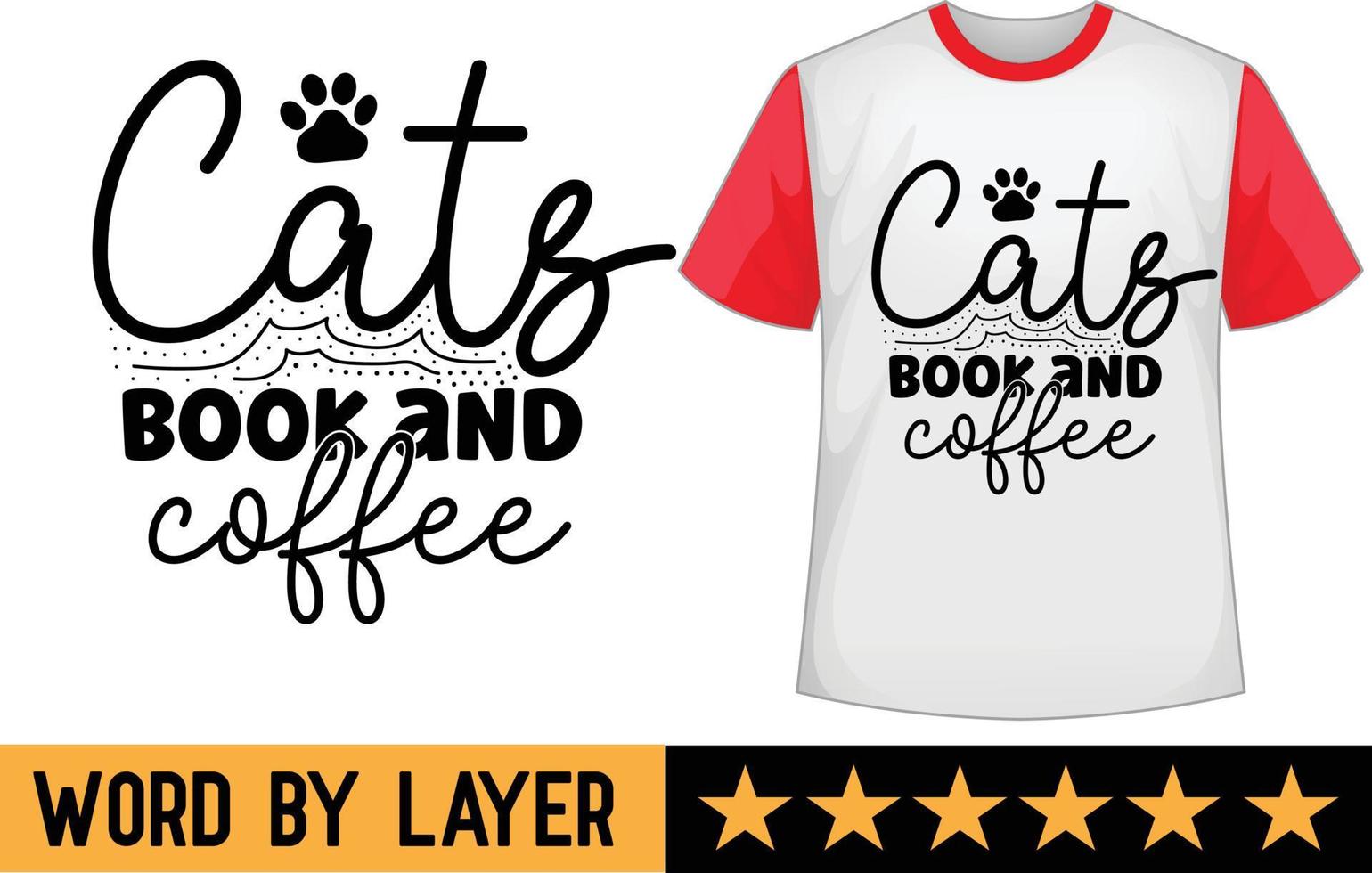 katter bok och kaffe svg t skjorta design vektor