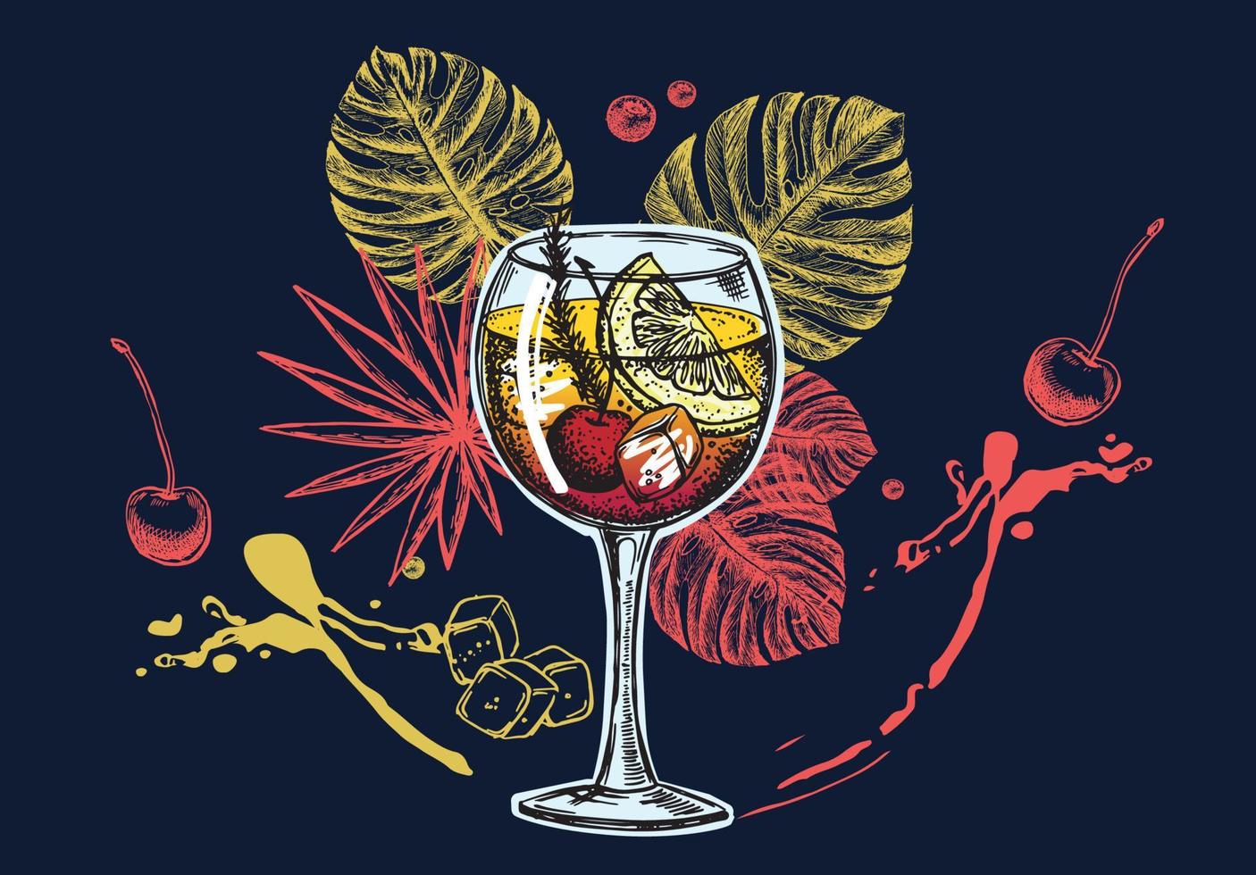 cocktailmeny designmall. alkoholhaltiga cocktails handritad. vektor