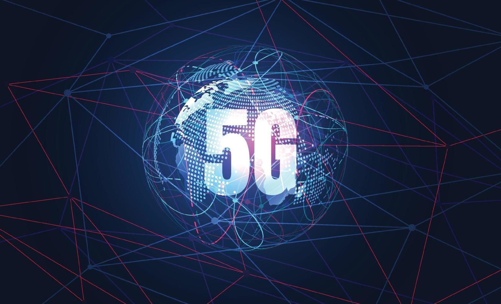 5g global nätverksanslutning. världskarta punkt och linje sammansättning koncept för global verksamhet. vektor illustration