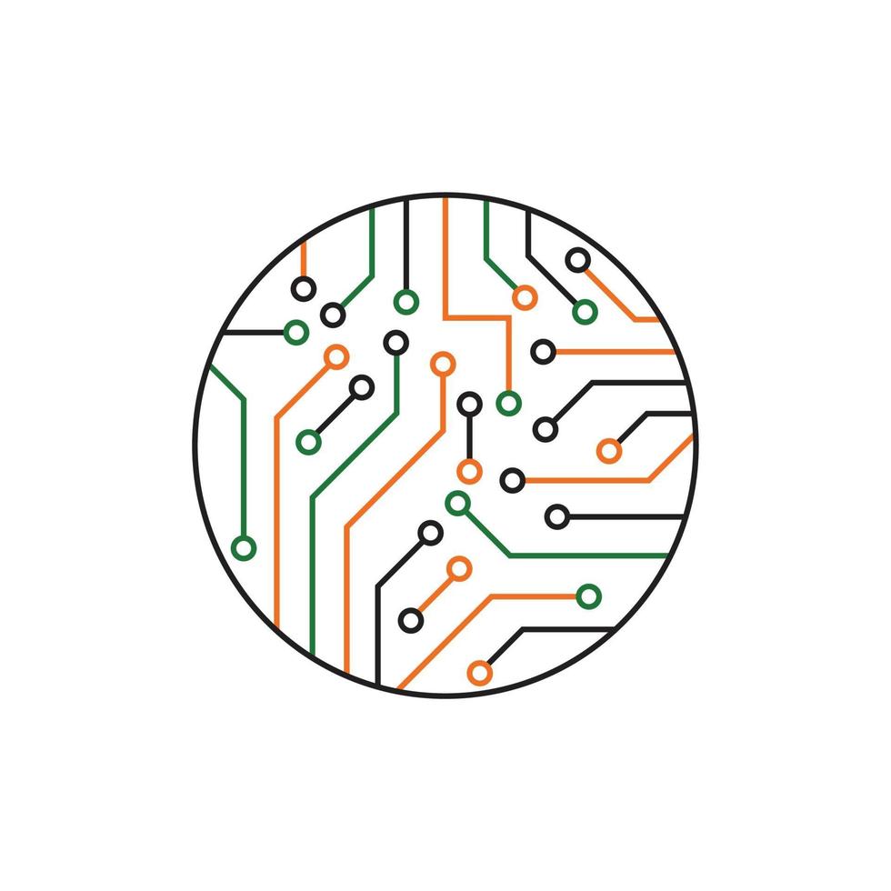 abstrakte Netzwerkverbindung. Leiterplatten-Symbol Logo-Design. Vektorillustration vektor