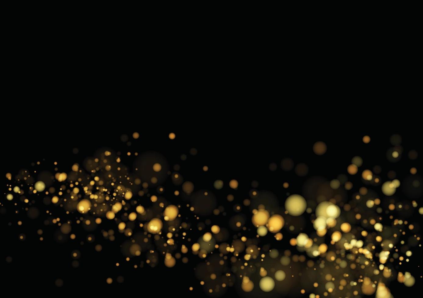 Goldglittertextur lokalisiert mit Bokeh auf schwarzem Hintergrund. Partikel Farbe feierlich. goldene Explosion von Konfetti-Design. Vektorillustration vektor