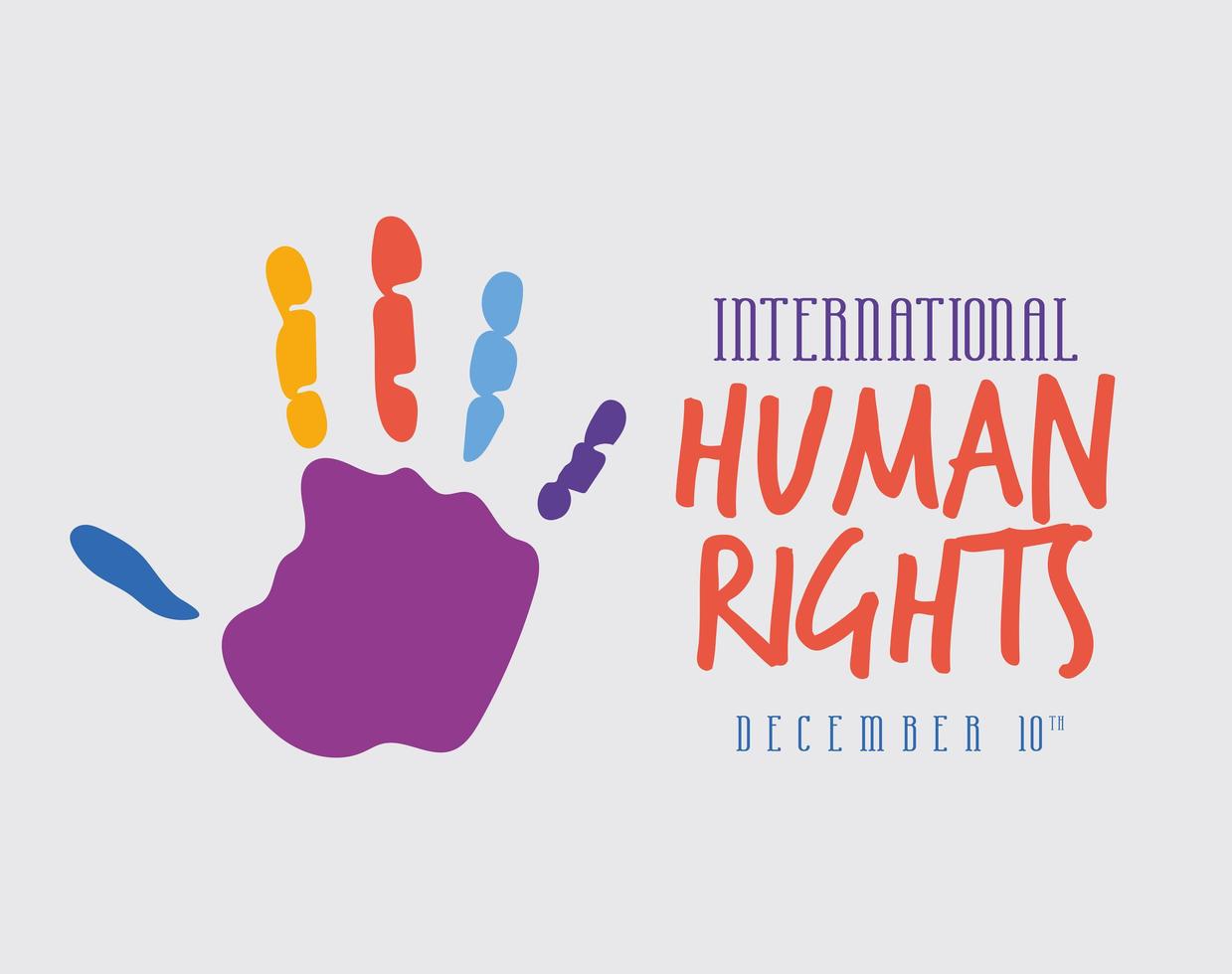 internationell mänskliga rättighetsbanner med handtryck vektor