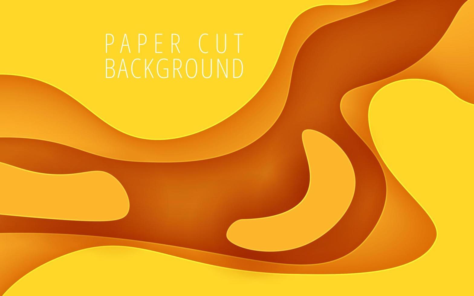 abstrakt Gelb Flüssigkeit Farbe Papierschnitt wellig Schichten Hintergrund. eps10 Vektor
