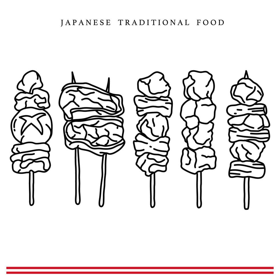 Prämie Vektor Hand zeichnen Sushi einstellen zum japanisch Küche Restaurant