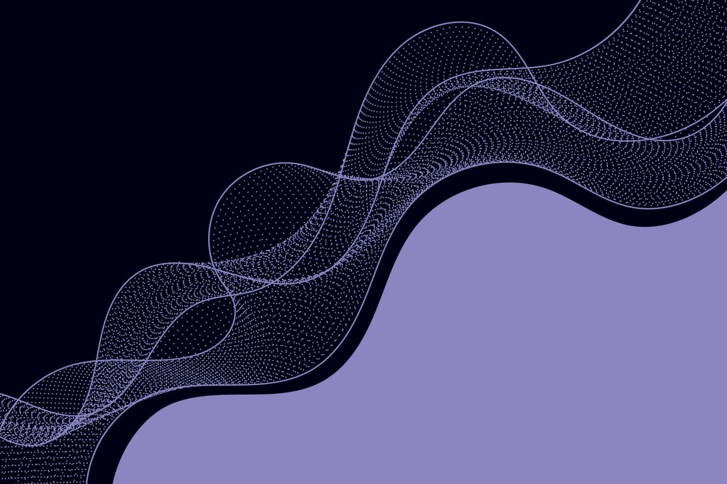 abstrakt sammansättning med en dynamisk midjeline prickad Vinka i svart och lila Färg bakgrund design vektor