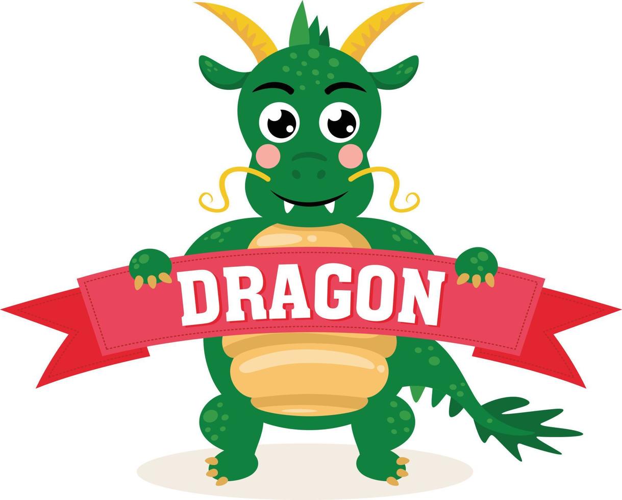 süß Chinesisch Tierkreis Drachen halten ein Band Banner mit das Wort Drachen vektor
