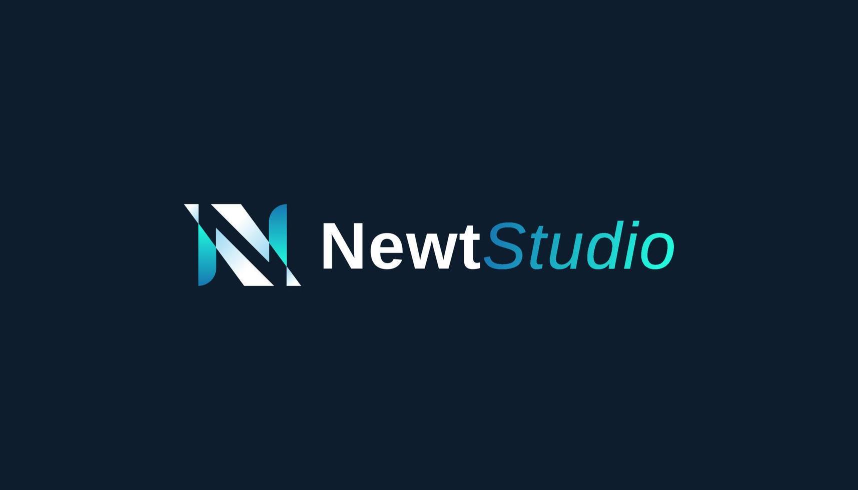 modern Brief n Logo Design mit Negativ Raum Stil im Weiß und Blau Gradient Kombination vektor